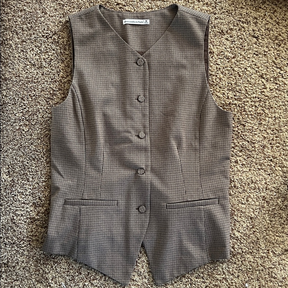 Abercrombie & Fitch Plaid Button-Up Vest